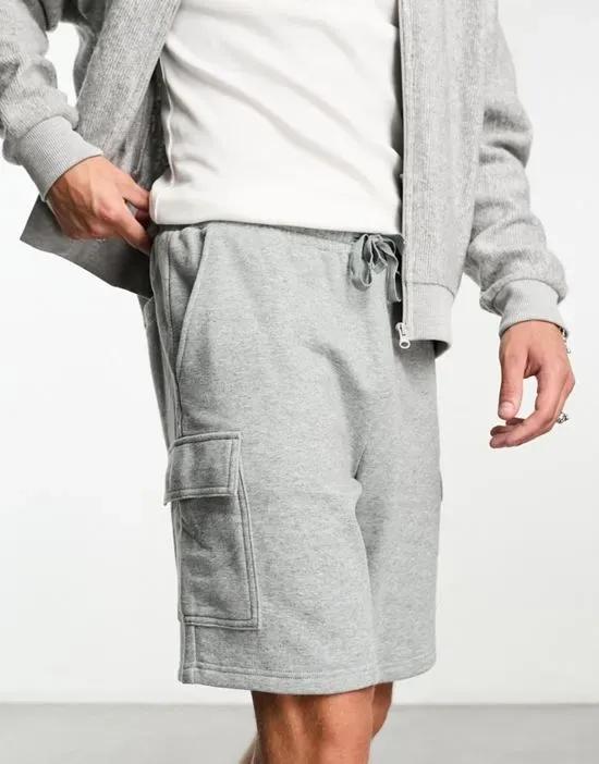 jersey shorts with cargo pockets in grey marl
