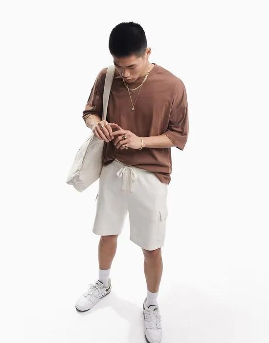 jersey shorts with cargo pockets in soft white