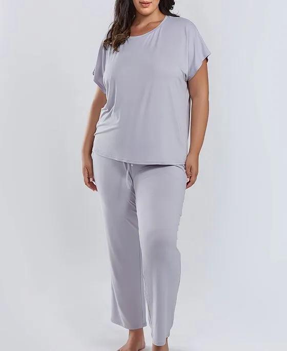 Jewel Cozy Plus Size Modal Pajama Pant Set, 2 Piece