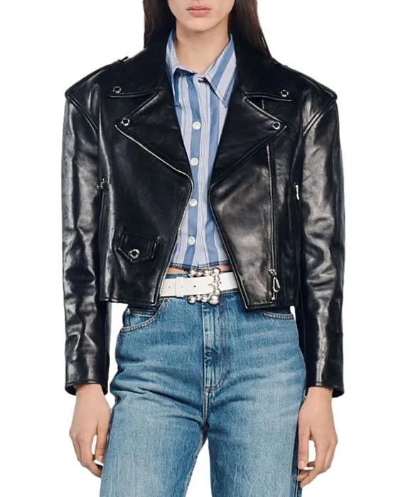 Jillan Wide Collar Leather Jacket