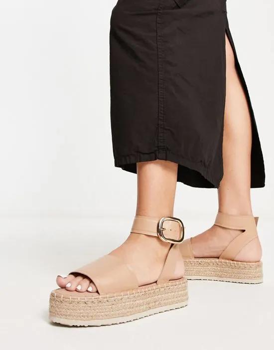 Jinny espadrille with oval buckle in camel