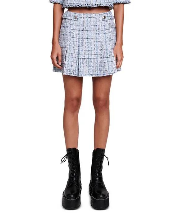 Jolinete Tweed Pleated Mini Skirt