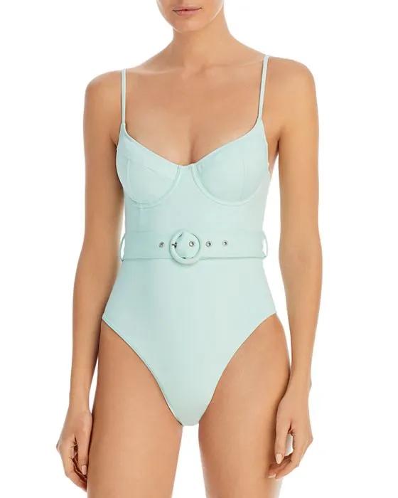 Jonathan Noa Belted Underwire One Piece Swimsuit