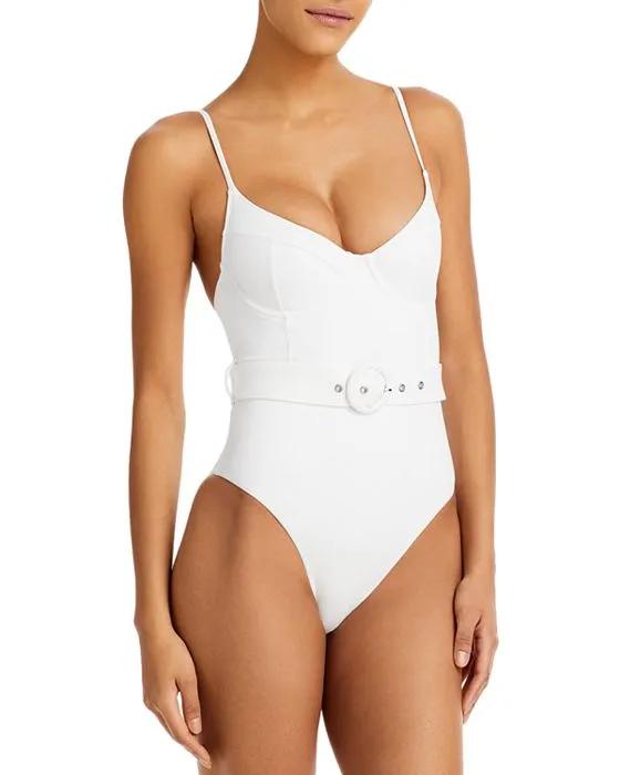 Jonathan Noa Belted Underwire One Piece Swimsuit