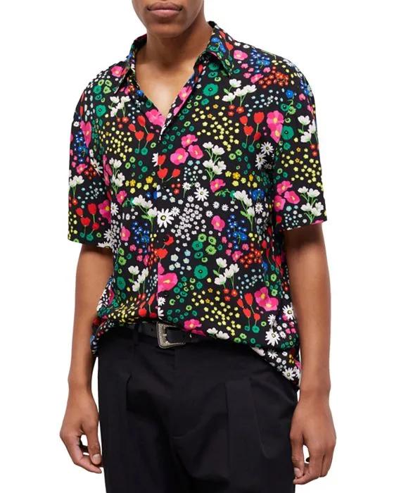 Joyful Flowers Floral Print Comfort Fit Button Down Shirt 