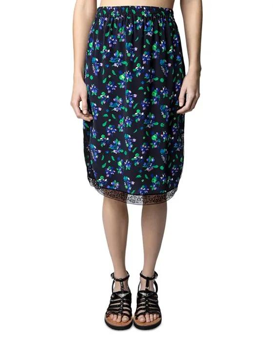 Jozy Bianca Silk Floral Print Skirt