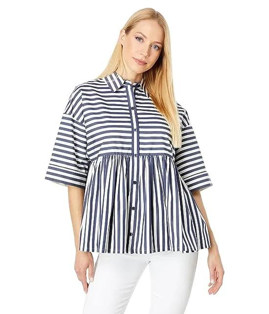 Julia Stripe Button-Front Shirt