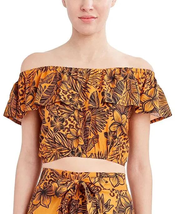 Jungle Queen Printed Cropped Swim Cover-Up