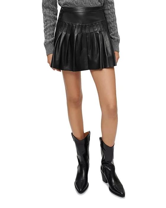 Junia Pleated Leather Skirt