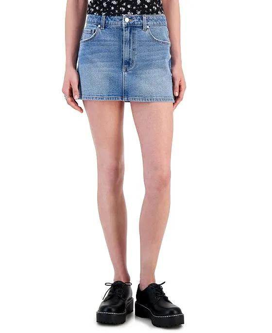 Juniors' 5-Pocket Ultra Mini Denim Skirt