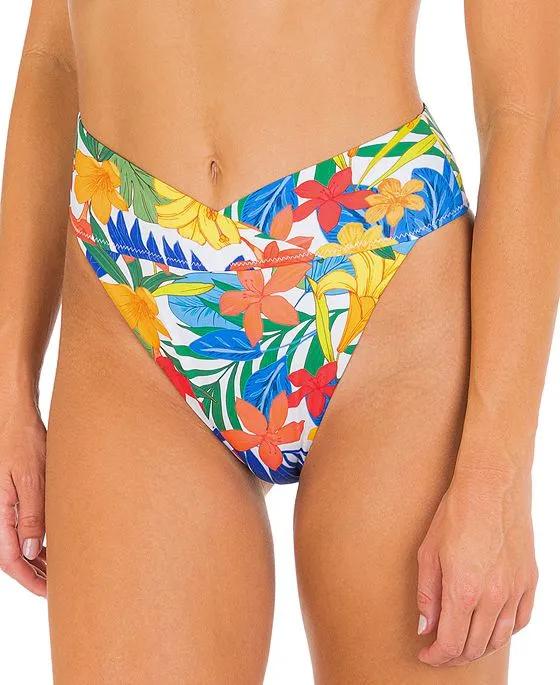 Juniors' Beach Botanic Cheeky High-Waist Bikini Bottoms