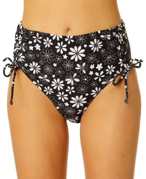 Juniors' Coastal Fleurs Cinched High-Waist Bikini Bottoms, Created for Macy's