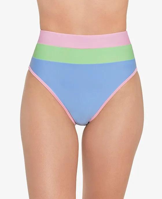 Juniors' Colorblocked High-Waist Bikini Bottoms, Created for Macy's