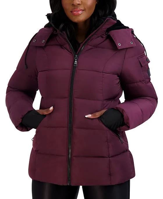 Juniors Faux-Fur-Lined Hooded Puffer Coat, Created for Macy's