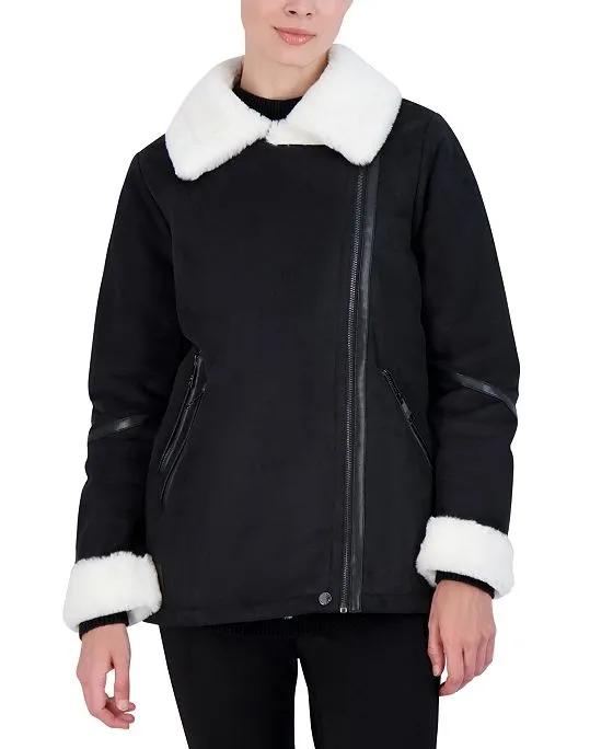 Juniors' Faux-Shearling Coat, Created for Macy's