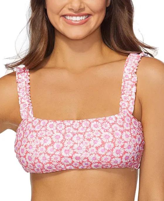 Juniors' Floral-Print Ruffled-Strap Tulum Bikini Top