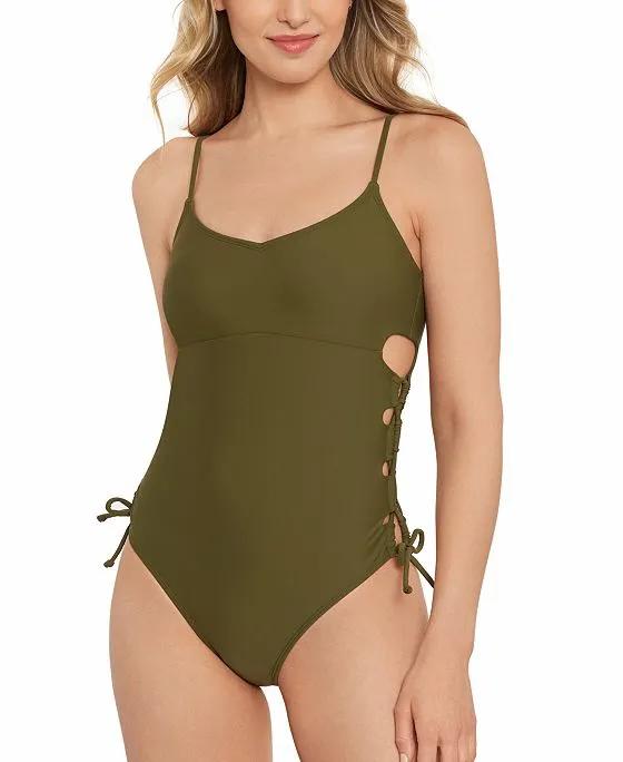 Juniors' Lace-Up Sides One-Piece Swimsuit, Created for Macy's