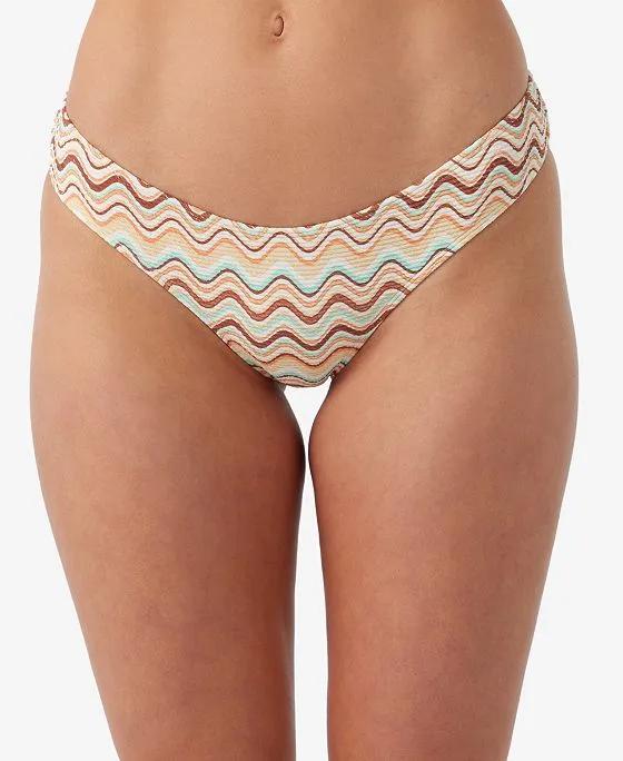 Juniors' Lagoon Stripe Matira Bikini Bottoms