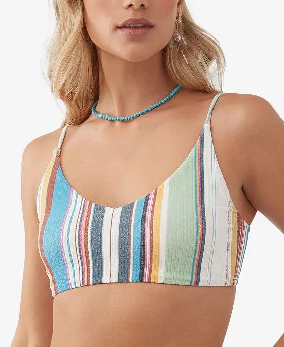 Juniors' Lookout Stripe Longline Bikini Top