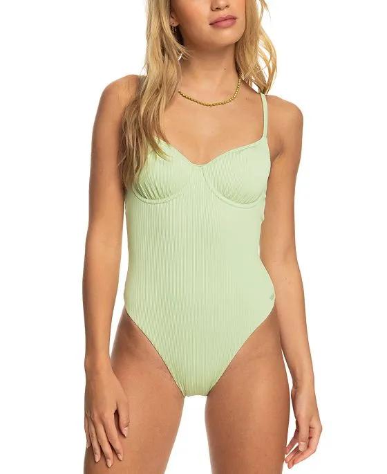 Juniors' Love the Muse Ribbed One-Piece Swimsuit
