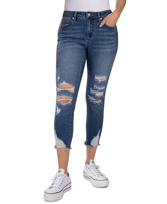 Juniors' Mid-Rise Cropped Distress Jeans 