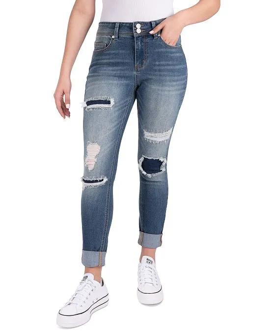 Juniors' Mid-Rise Destructed Skinny Jeans