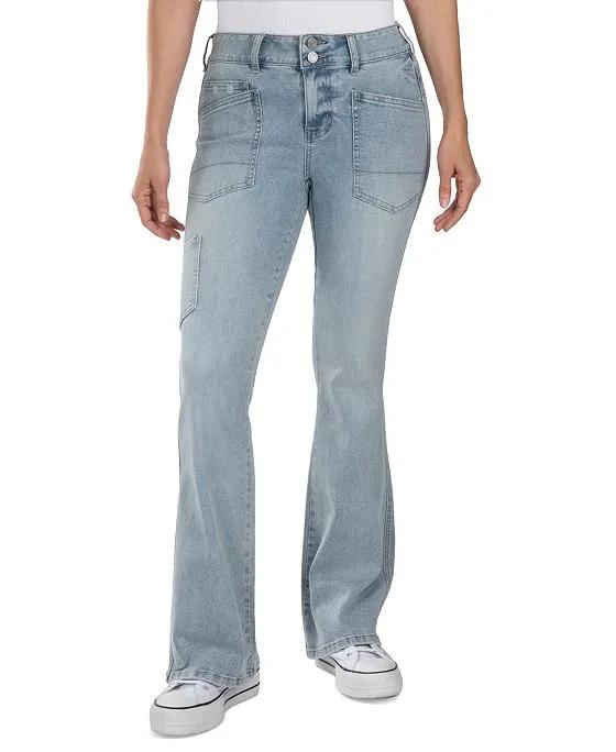 Juniors' Mid-Rise Utility Flared Jeans