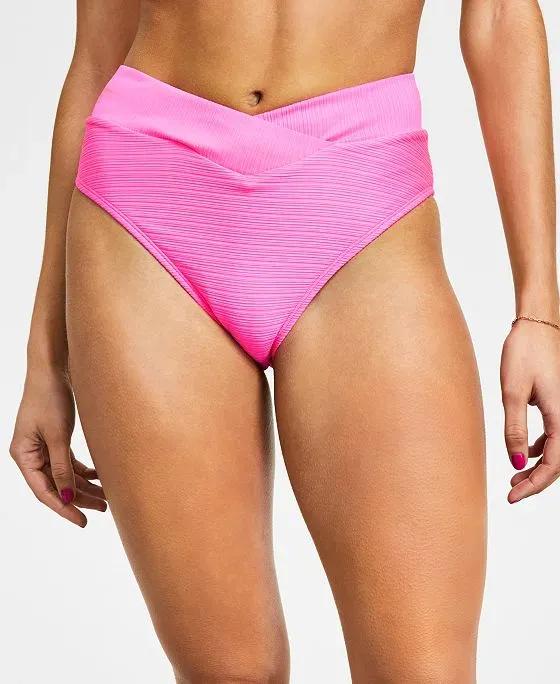 Juniors' Mint Spark Variegated Ribbed Bikini Bottoms, Created for Macy's