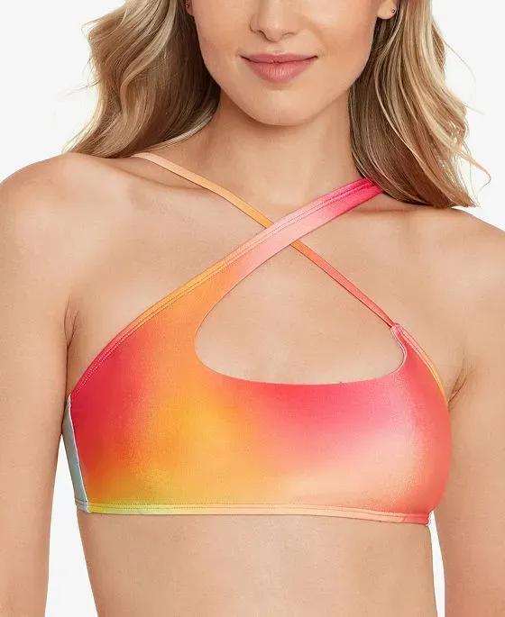 Juniors' Printed Crisscross-Strap Bikini Top, Created For Macy's