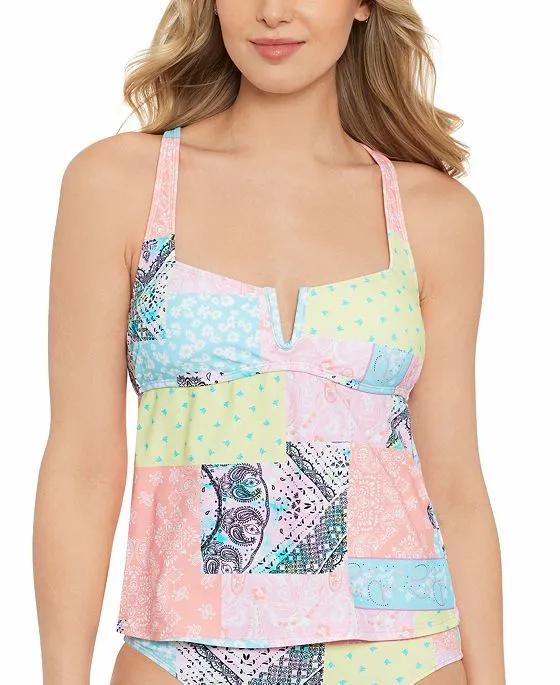 Juniors' Printed V-Wire Tanikini Top, Created for Macy's