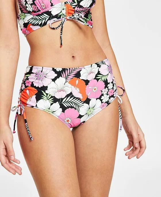 Juniors' Side-Shirred High-Waist Bikini Bottoms, Created For Macy's