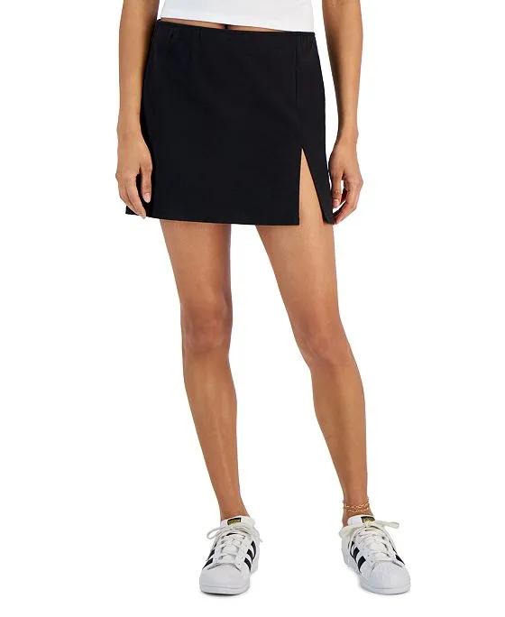 Juniors' Slit-Detail Ultra Mini Skirt, Created for Macy's
