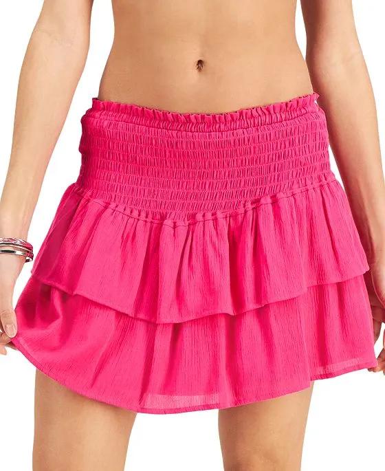 Juniors' Smocked Ruffled Skirt Cover-Up, Created for Macy's