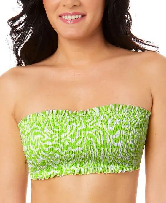 Juniors' Zoorama Smocked Bandeau Bikini Top, Created for Macy's