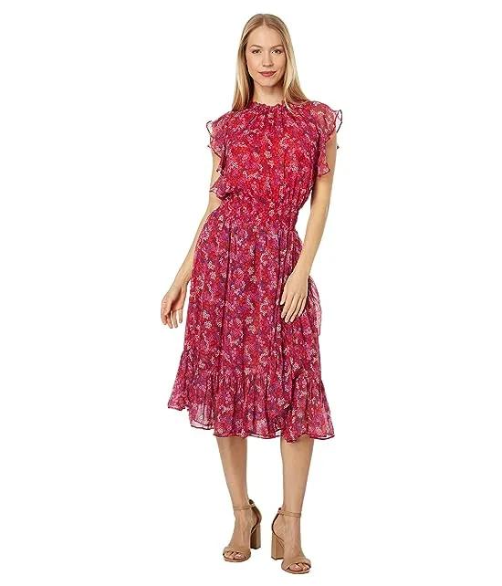 Kacey Faux Wrap Dress in Ditsy Floral