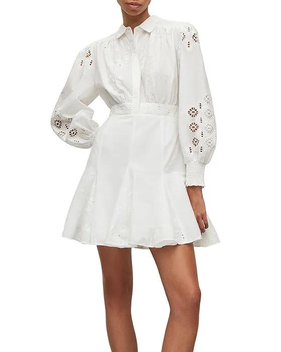 Keeley Broderie Cotton Eyelet Puff Sleeve Dress