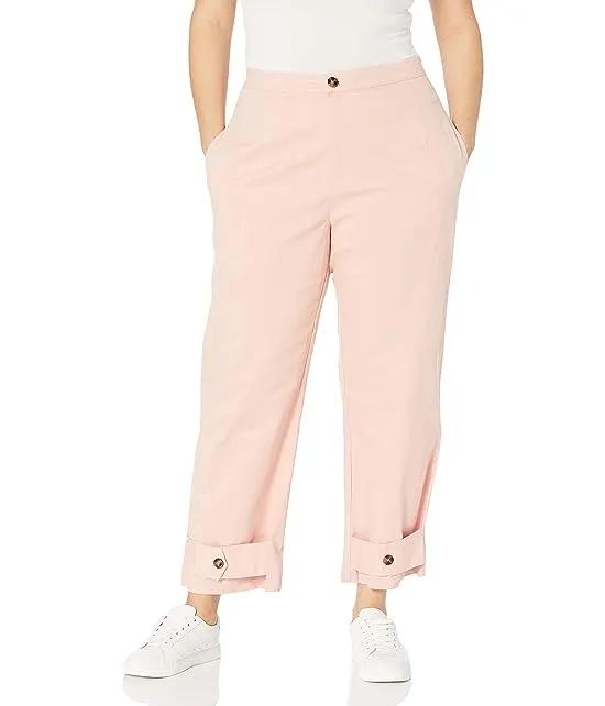 KENDALL + KYLIE Women's Belted Ankle Twill Pants