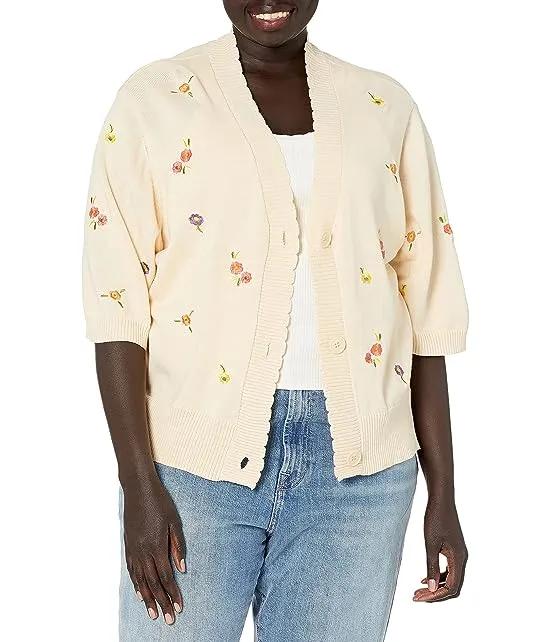 KENDALL + KYLIE Women's Mini Floral Embroidered Cardigan
