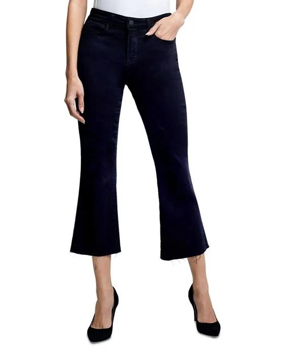 Kendra High Rise Crop Flare Jeans in Black