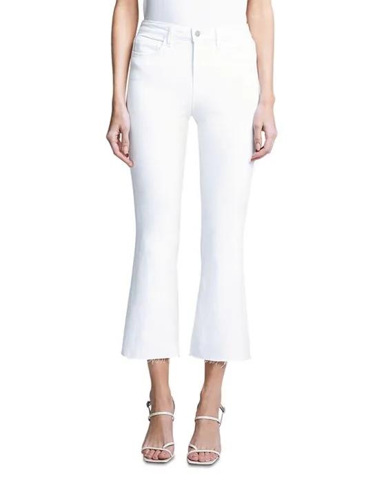 Kendra High Rise Crop Flare Jeans in Blanc