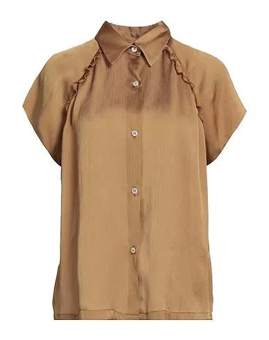 Khaki Crêpe Solid color shirts & blouses
