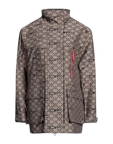 Khaki Jacquard Full-length jacket