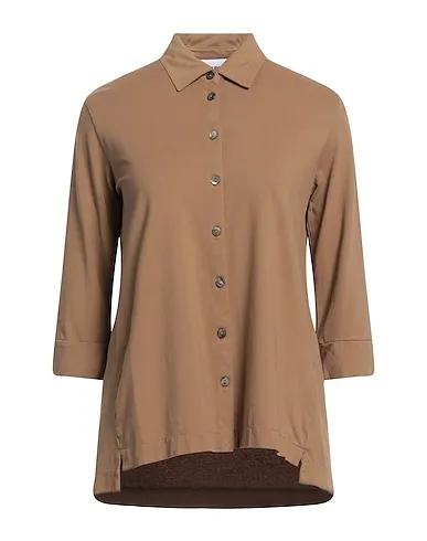 Khaki Jersey Solid color shirts & blouses