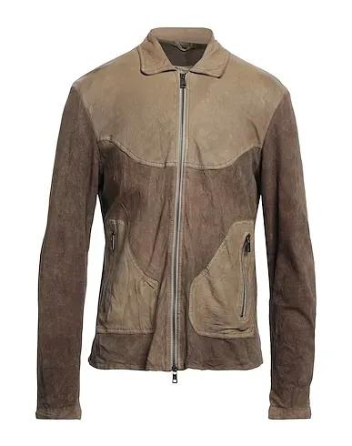 Khaki Leather Biker jacket
