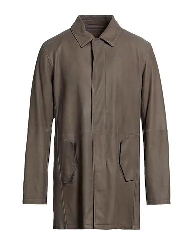 Khaki Leather Coat