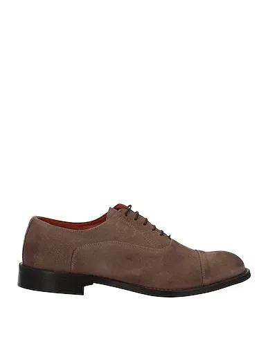 Khaki Leather Laced shoes