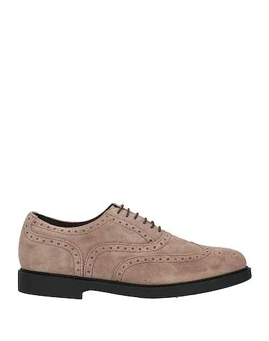 Khaki Leather Laced shoes