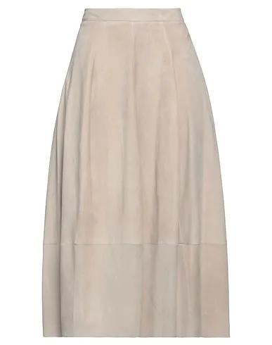 Khaki Leather Midi skirt