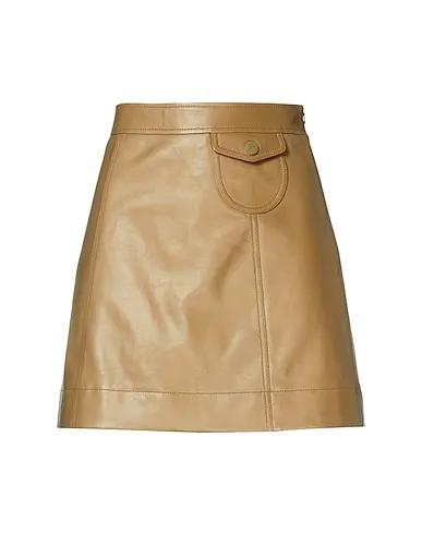 Khaki Leather Mini skirt