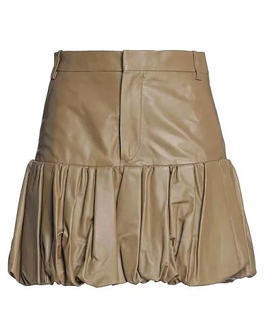 Khaki Leather Mini skirt